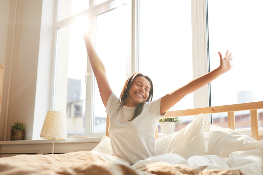 woman waking